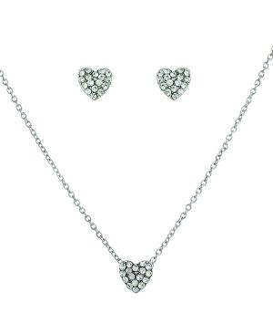 Rosie Bling Heart Necklace Set Silver