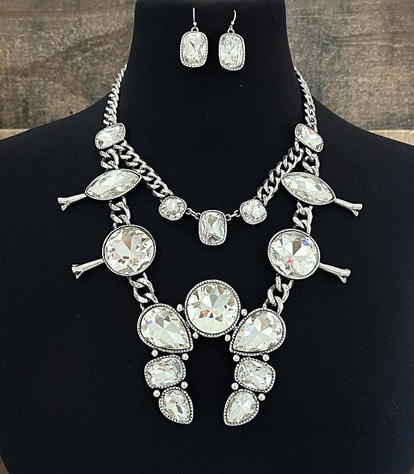 Camila Crystal Squash Blossom Necklace Set Clear