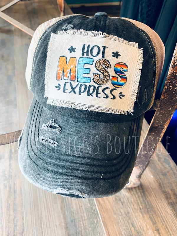 Hot Mess Express Frayed Patch Black/Beige Hat