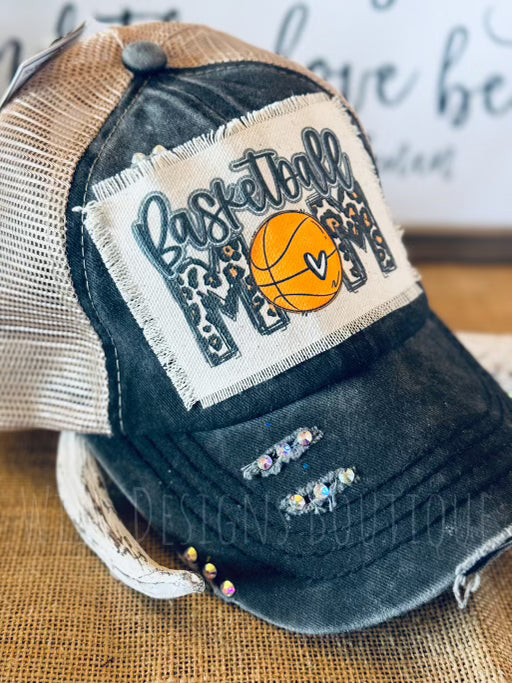 Blingy Basketball Mom Black/Beige Hat