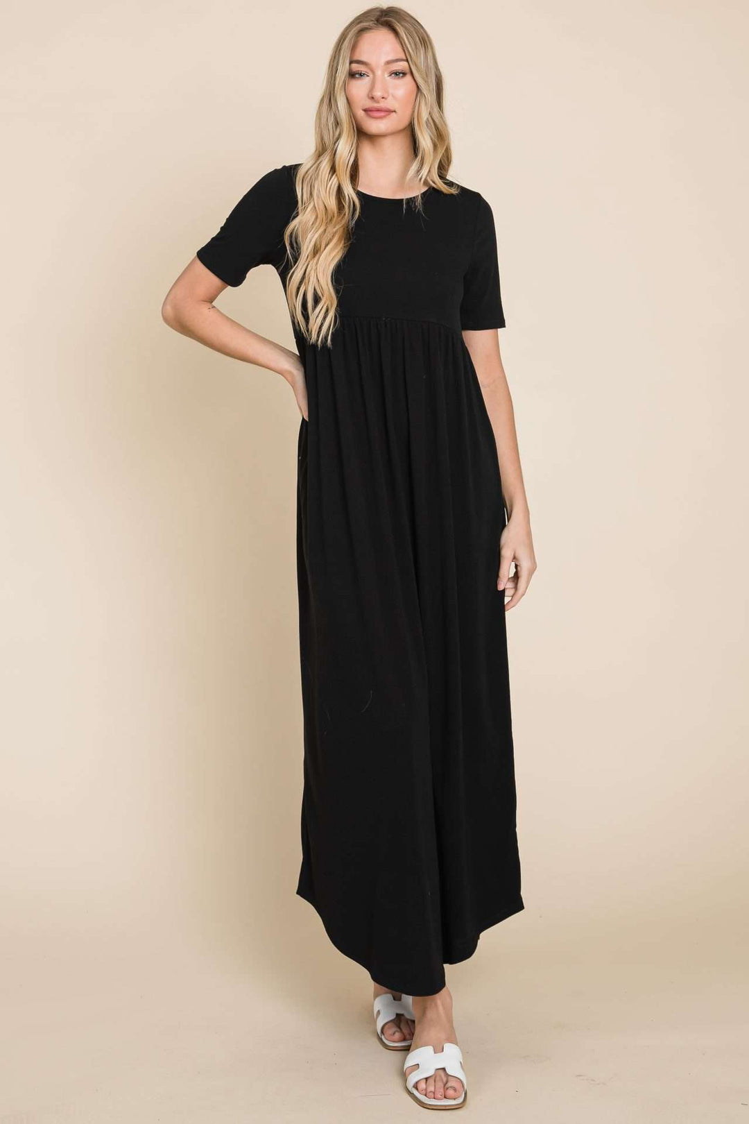 Solid Maxi Dress Black 30% OFF