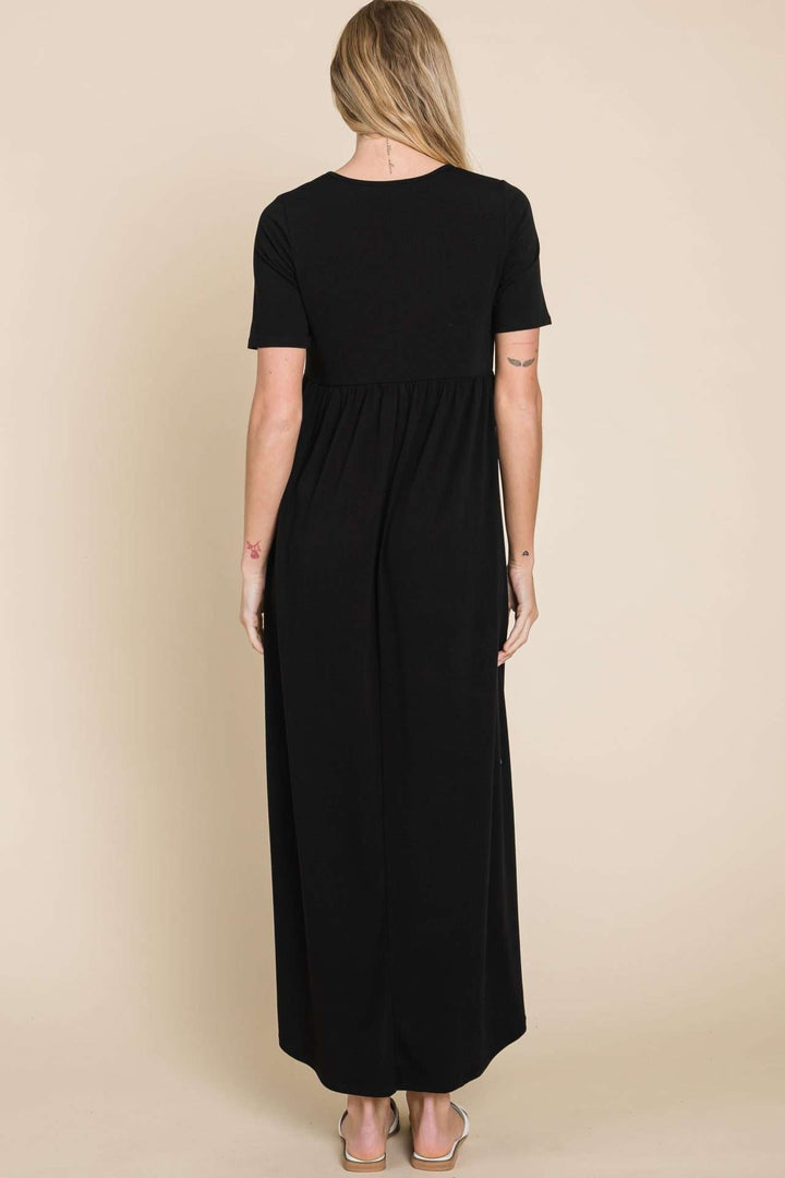 Solid Maxi Dress Black 30% OFF