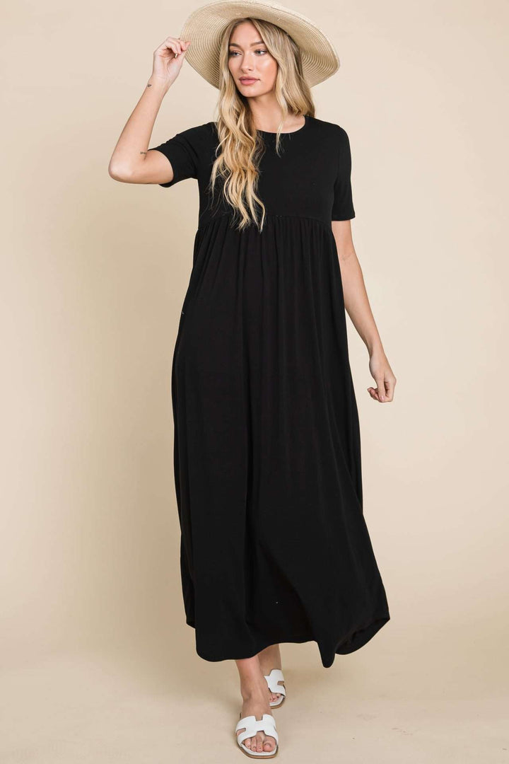 Solid Maxi Dress Black 30% OFF