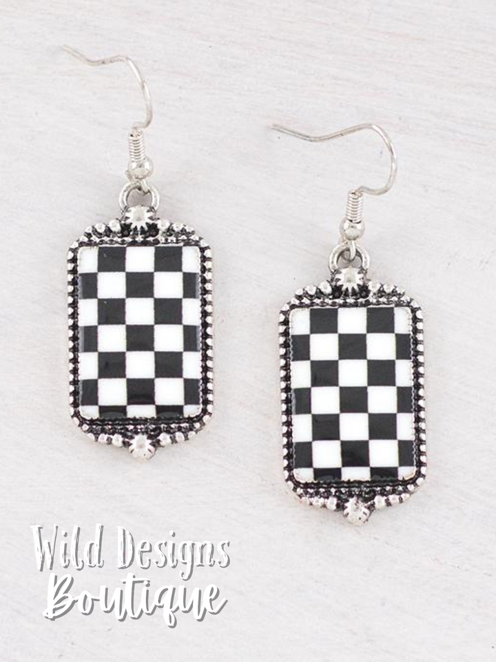 Charity Checkered Earrings