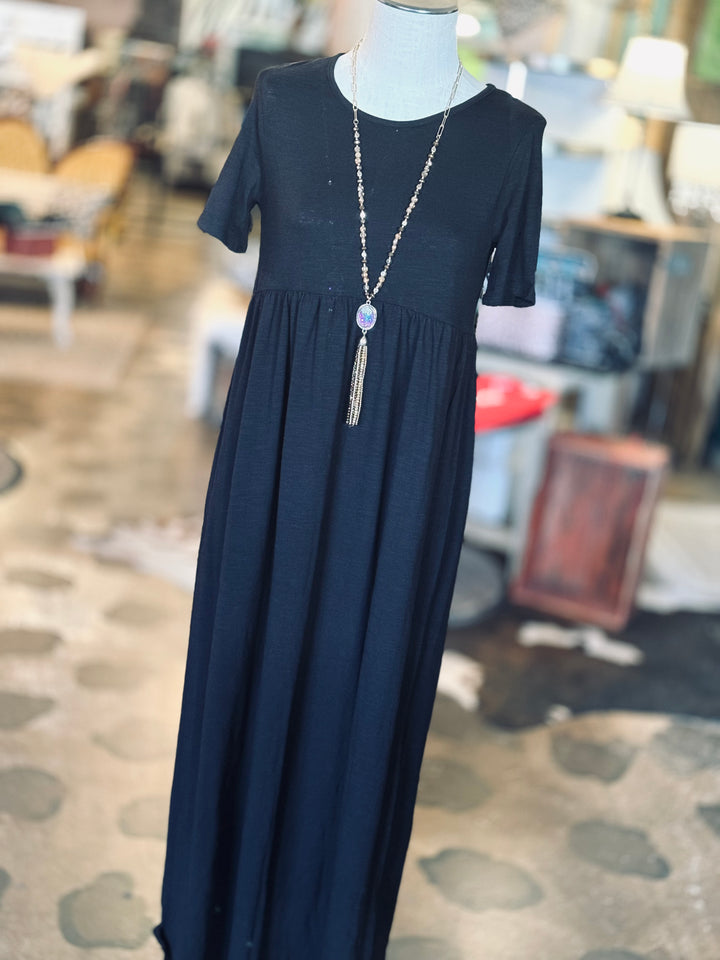 Solid Maxi Dress Black 30% OFF