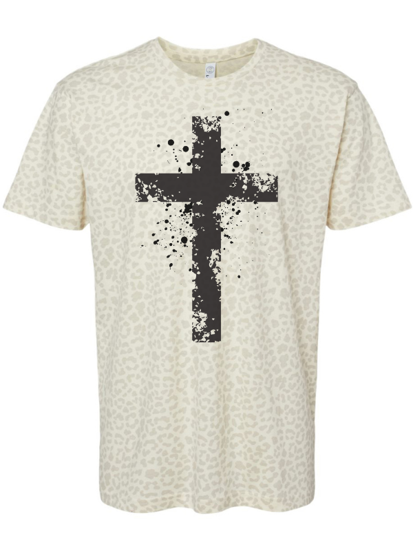 Painted Cross Leopard Graphic Tee 30% OFF