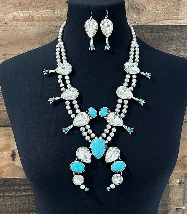 Knockout Chimney Butte squash-blossom necklace made longer and with blue  Kingman turquoise. #0645 | HIGH PLAINS JEWELRY