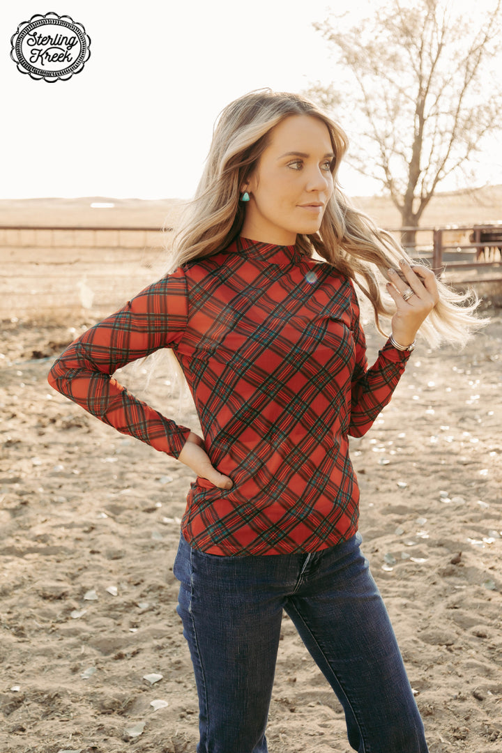 All is Calm Plaid Mesh Layering Top 50% OFF