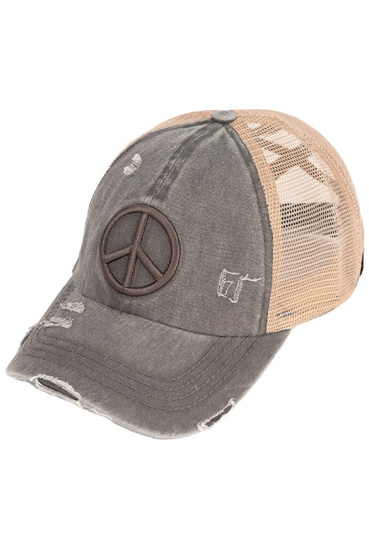 C.C. Peace Sign Criss Cross Hat Charcoal