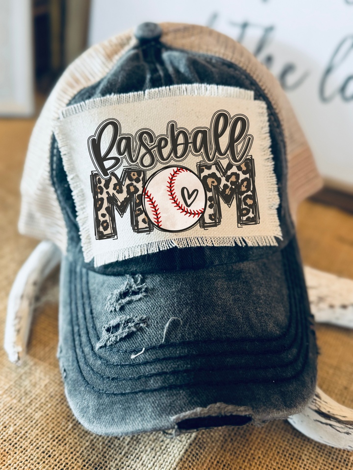 Baseball Mom Black/Beige Hat