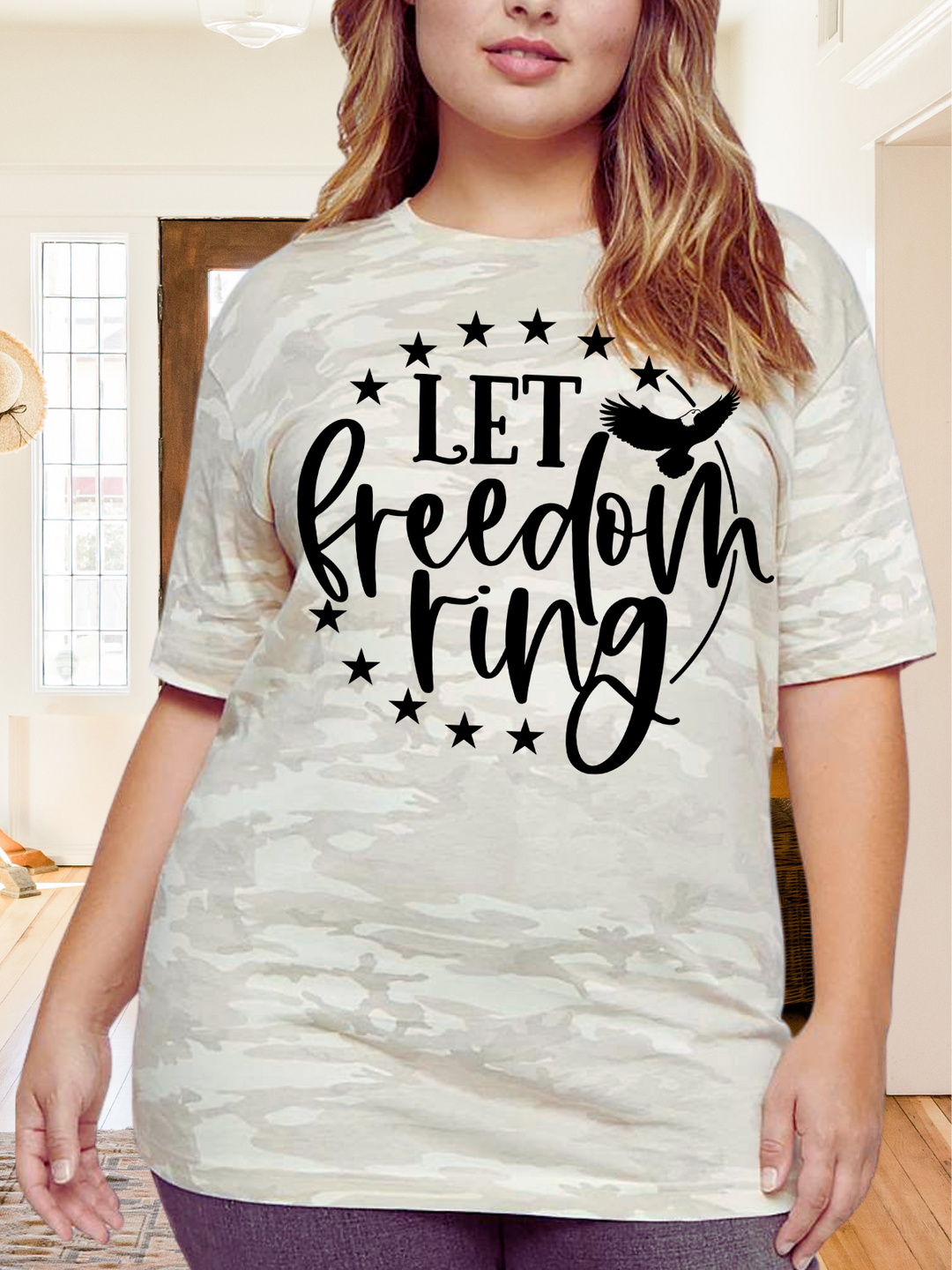 Camo Let Freedom Ring Graphic Tee