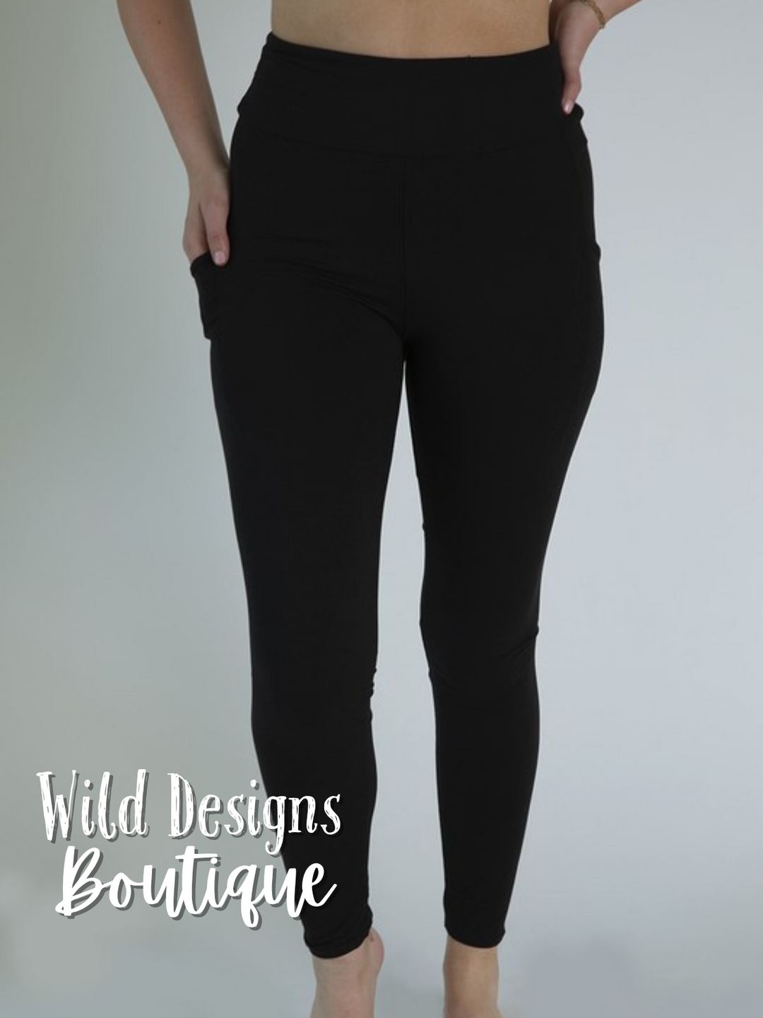 Solid Black Pocket Leggings