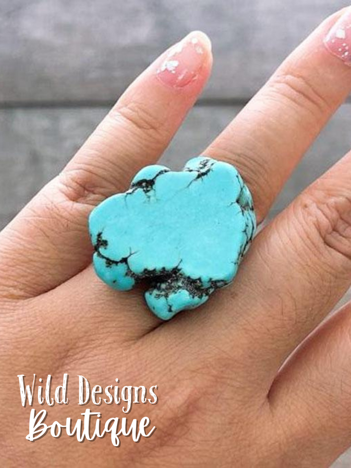 Emily Turquoise Stone Cuff Ring