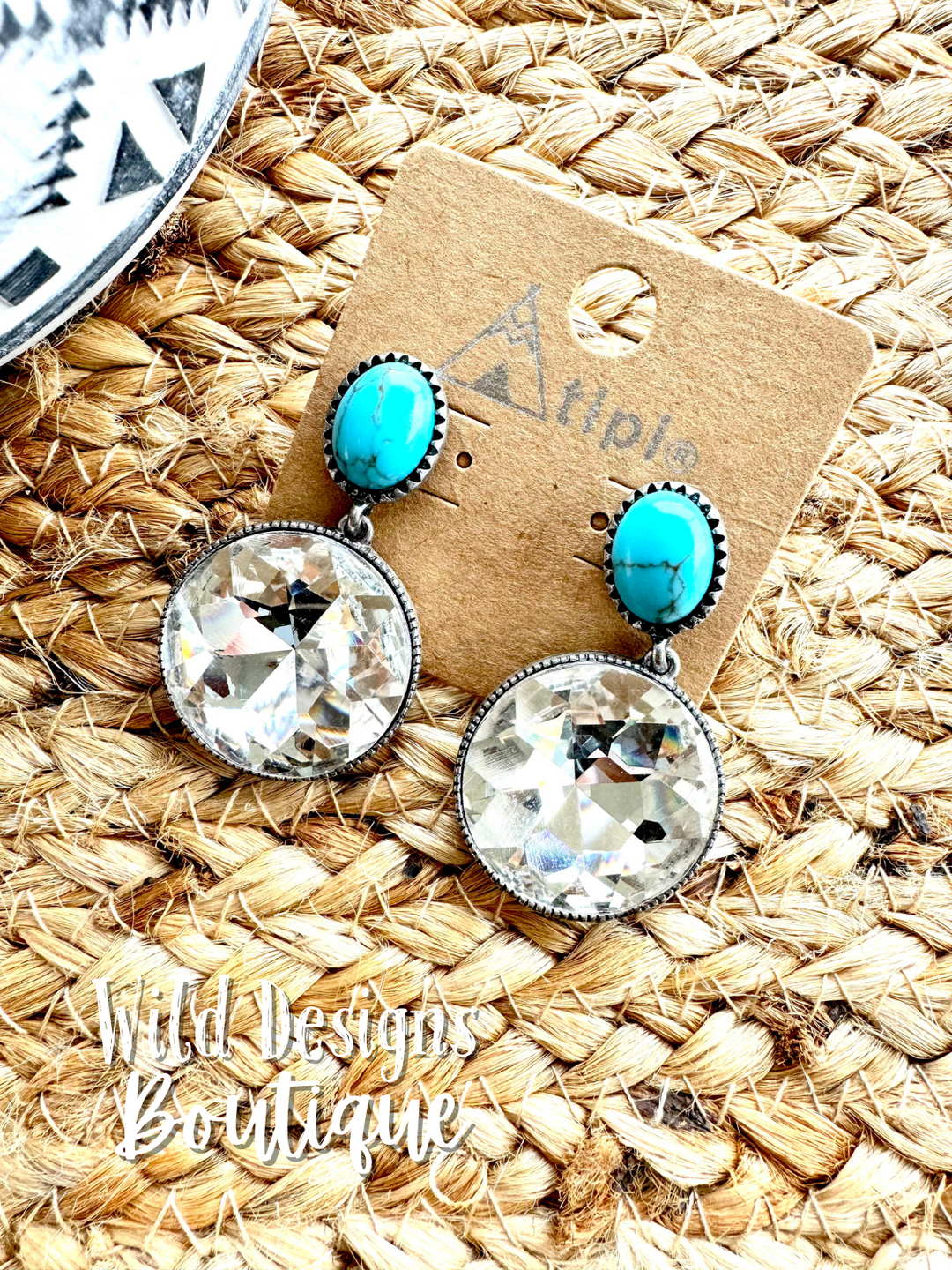 Darcy Turquoise Stud with Crystal Drop Earrings