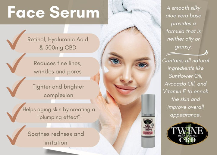 Twine CBD Face Serum with Retinol & Hyaluronic Acid 500mg 40% OFF